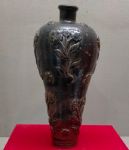 古陶宋代-黑釉雕花梅瓶